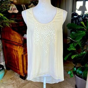 MM Couture by Miss Me size medium 100% silk tank top feminine fully lined ivory